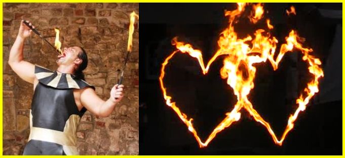 Mittelaltershow mit Feuershow und Ritterlager und Schlangenshow