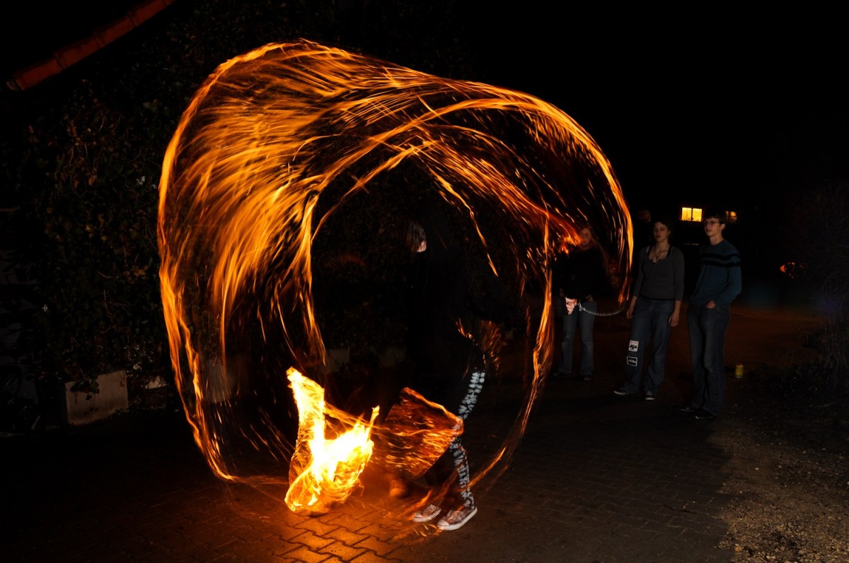Zirksuwochenende Feuerjonglage